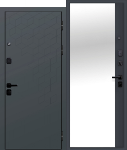 Дверь металл 9см 860мм правая Концепт Сатин графит зеркало ***