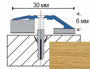 Порог-стык П32.2 разноуровневый 1350мм Дуб золотистый