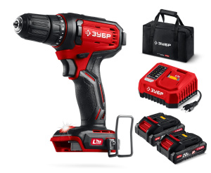 Дрель-шуруповерт ЗУБР 20В, 40Н.м, 2 АКБ (сумка)