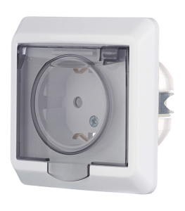 Розетка Таймыр 1 мест. внутренняя с заземл. с крышкой