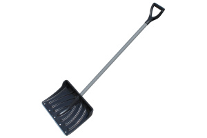 Лопата снегоуб. Крепыш 465*340 пластик с планкой с деревянным черенком ***