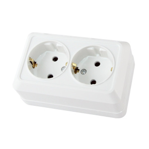 Розетка Ладога 2 мест. наружная с заземл.